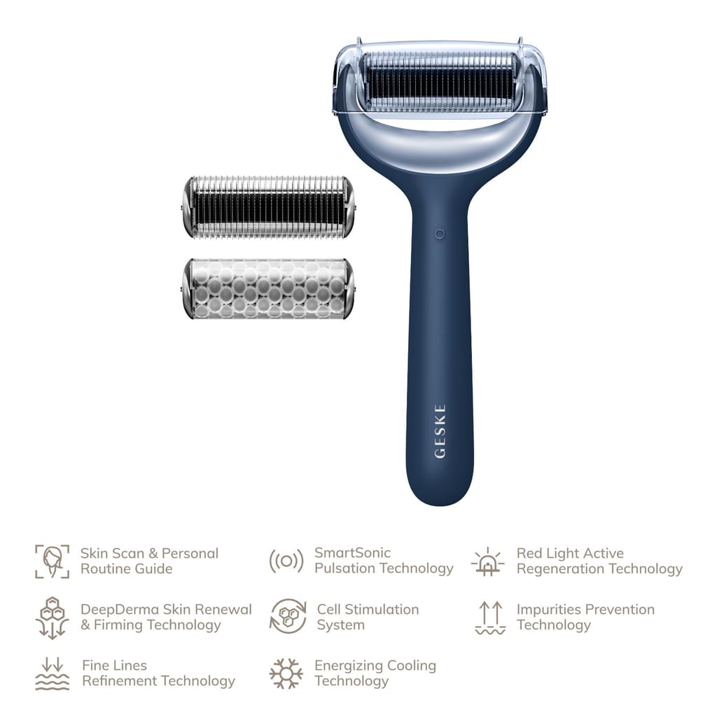 Фото товару: Електронний ролер для обличчя та тіла з мікроголками GESKE MicroNeedle Face&Body Roller 8в1 midnight № 1