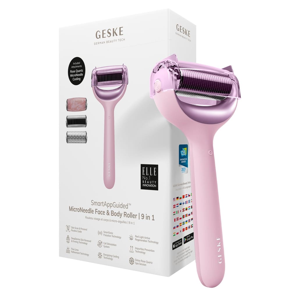 Фото товару: Ролер для голкової мезотерапії обличчя та тіла GESKE MicroNeedle Face&Body Roller 9в1 pink № 0