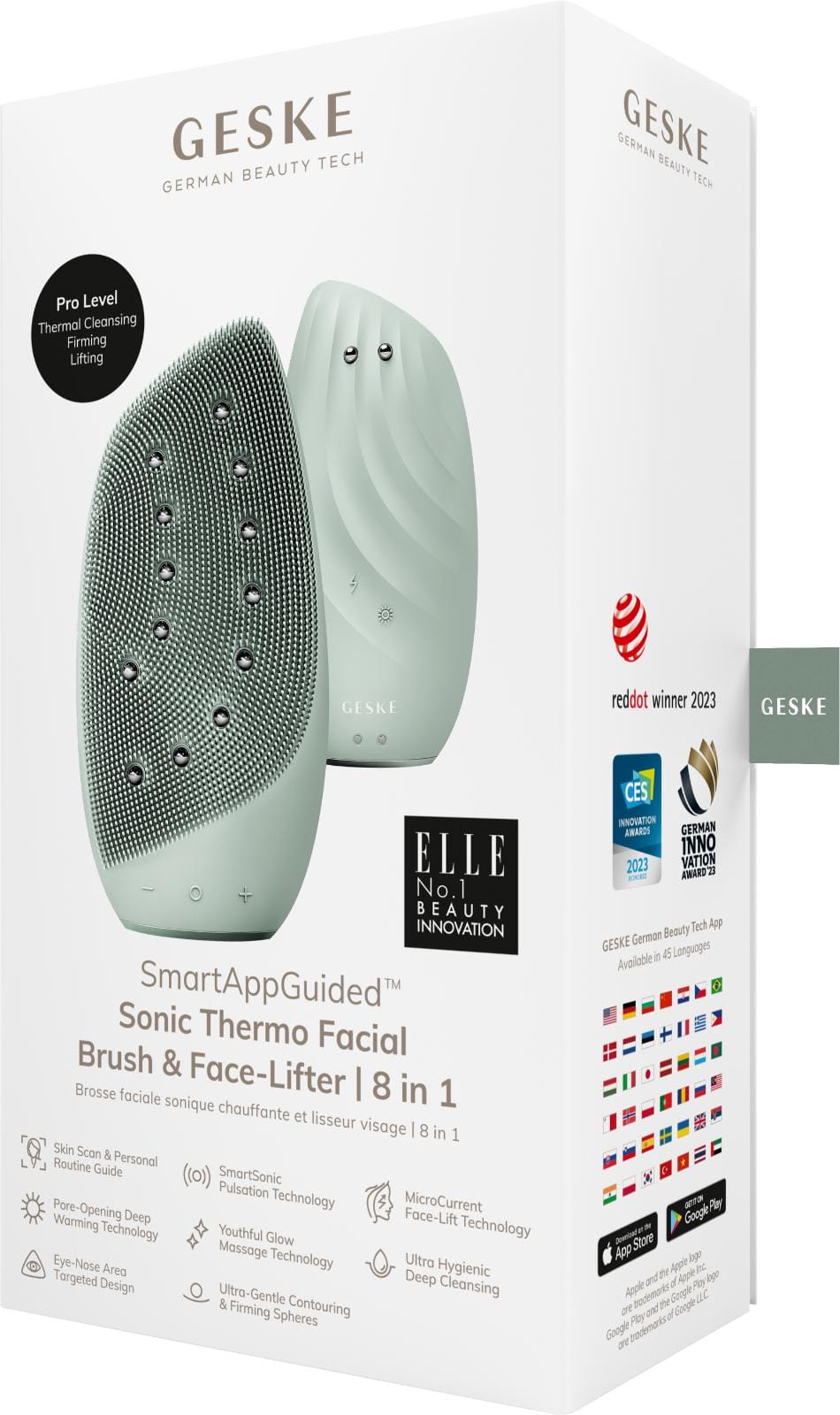 Фото товару: Очищувальна щітка для обличчя GESKE Sonic Thermo Facial Brush&Face-Lifter 8в1 green № 7