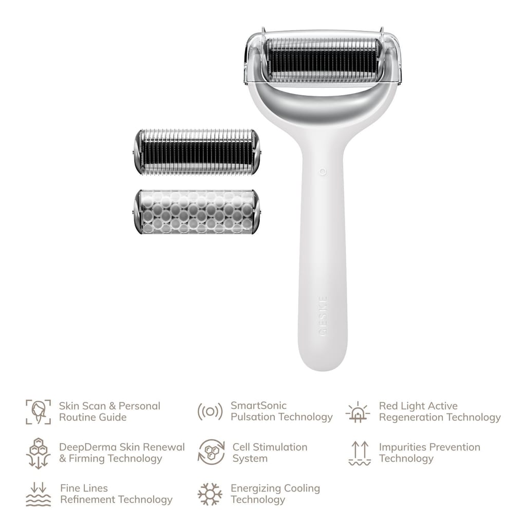 Фото товару: Електронний ролер для обличчя та тіла з мікроголками GESKE MicroNeedle Face&Body Roller 8в1 white № 1