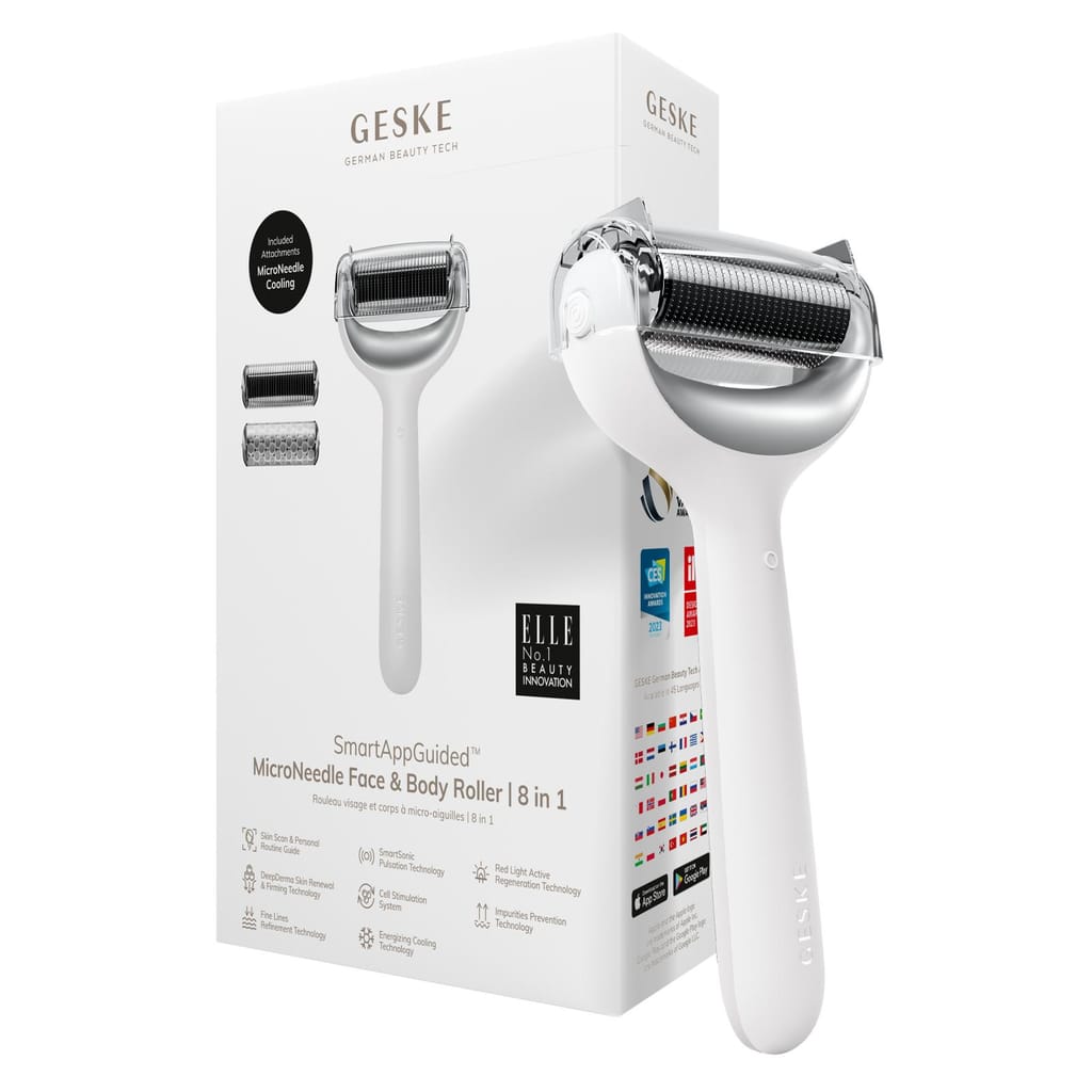 Фото товару: Електронний ролер для обличчя та тіла з мікроголками GESKE MicroNeedle Face&Body Roller 8в1 white № 0