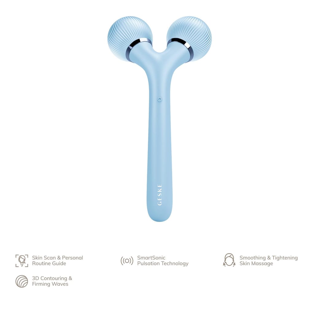 Фото товару: Електронний ультразвуковий ролик для обличчя та тіла GESKE Sonic Facial&Body Roller 4в1 aquamarine № 1