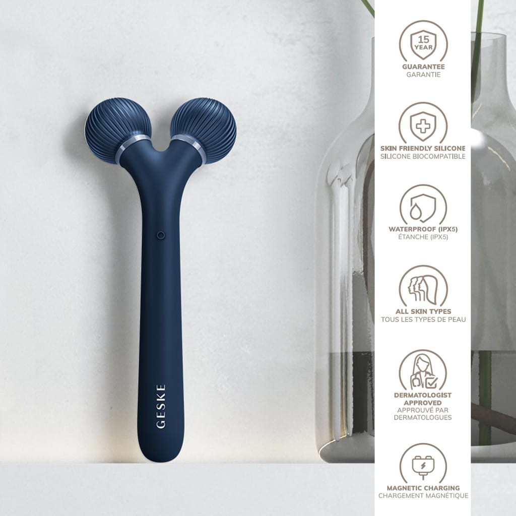 Фото товару: Електронний ультразвуковий ролик для обличчя GESKE Sonic Facial Roller 4в1 midnight № 2