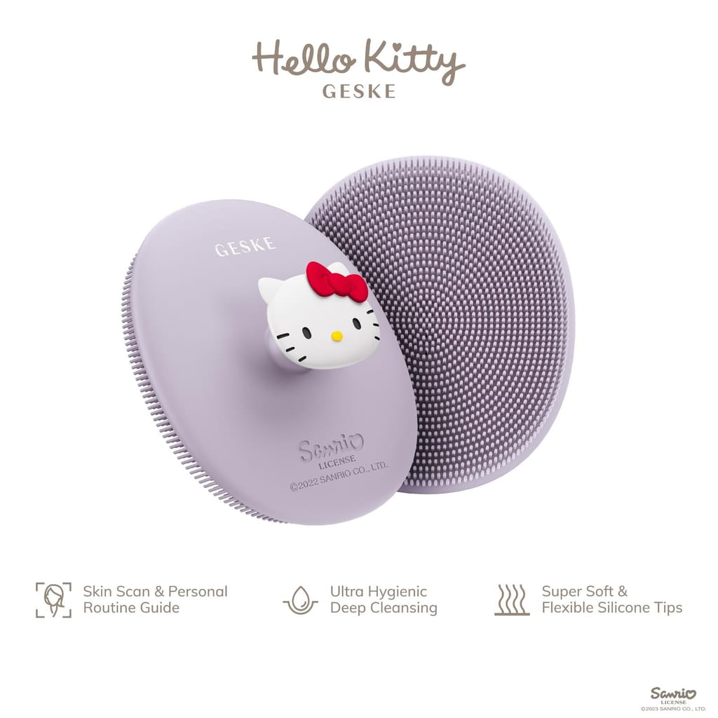 Фото товару: Щітка для обличчя GESKE Facial Brush 3в1 by Hello Kitty з тримачем purple № 1