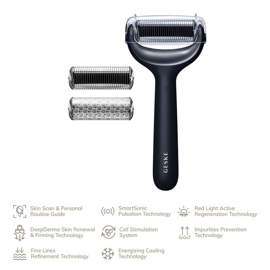 Фото товару: Електронний ролер для обличчя та тіла з мікроголками GESKE MicroNeedle Face&Body Roller 8в1 black № 1