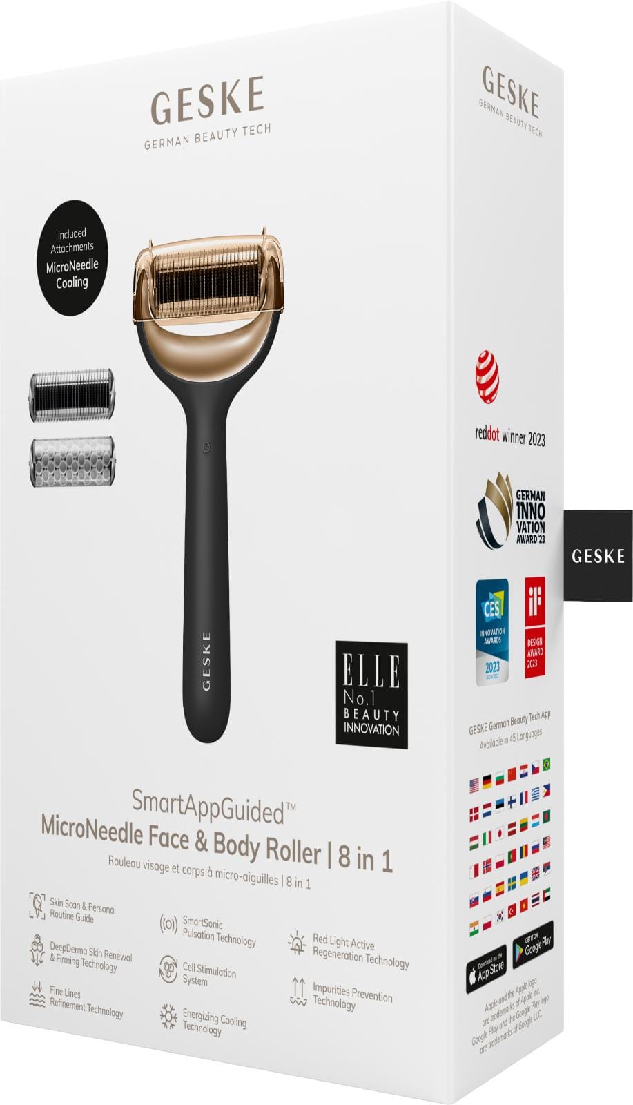 Фото товару: Електронний ролер для обличчя та тіла з мікроголками GESKE MicroNeedle Face&Body Roller 8в1 gray № 7