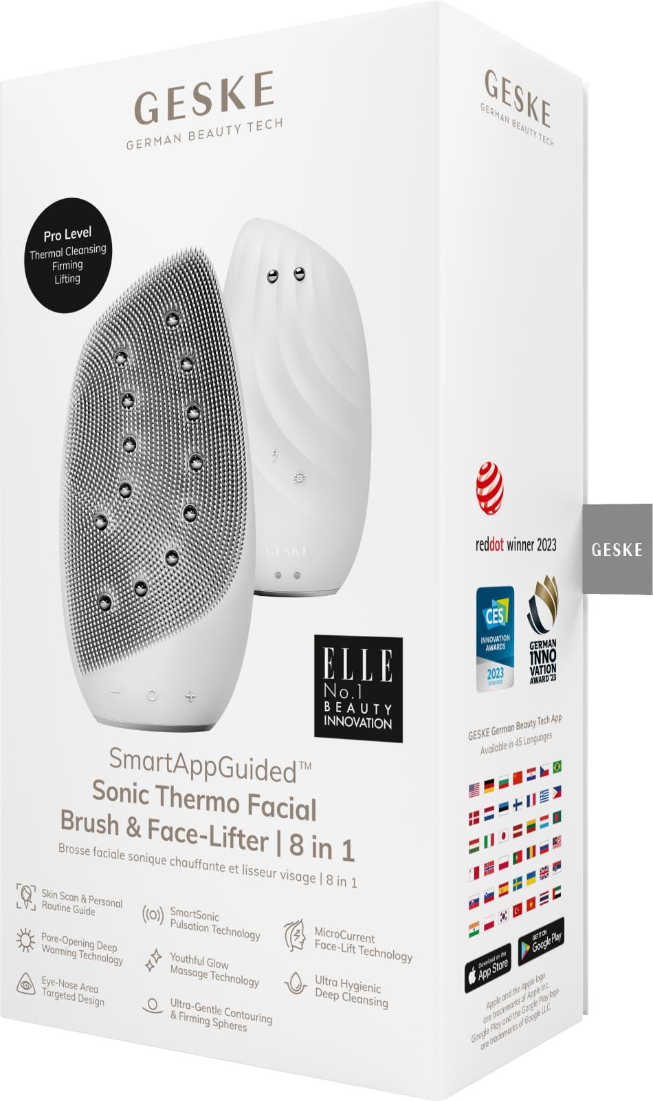 Фото товару: Очищувальна щітка для обличчя GESKE Sonic Thermo Facial Brush&Face-Lifter 8в1 white № 7