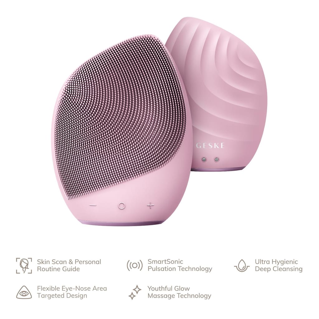 Фото товару: Електронна ультразвукова щітка для обличчя GESKE Sonic Facial Brush 5в1 pink № 1