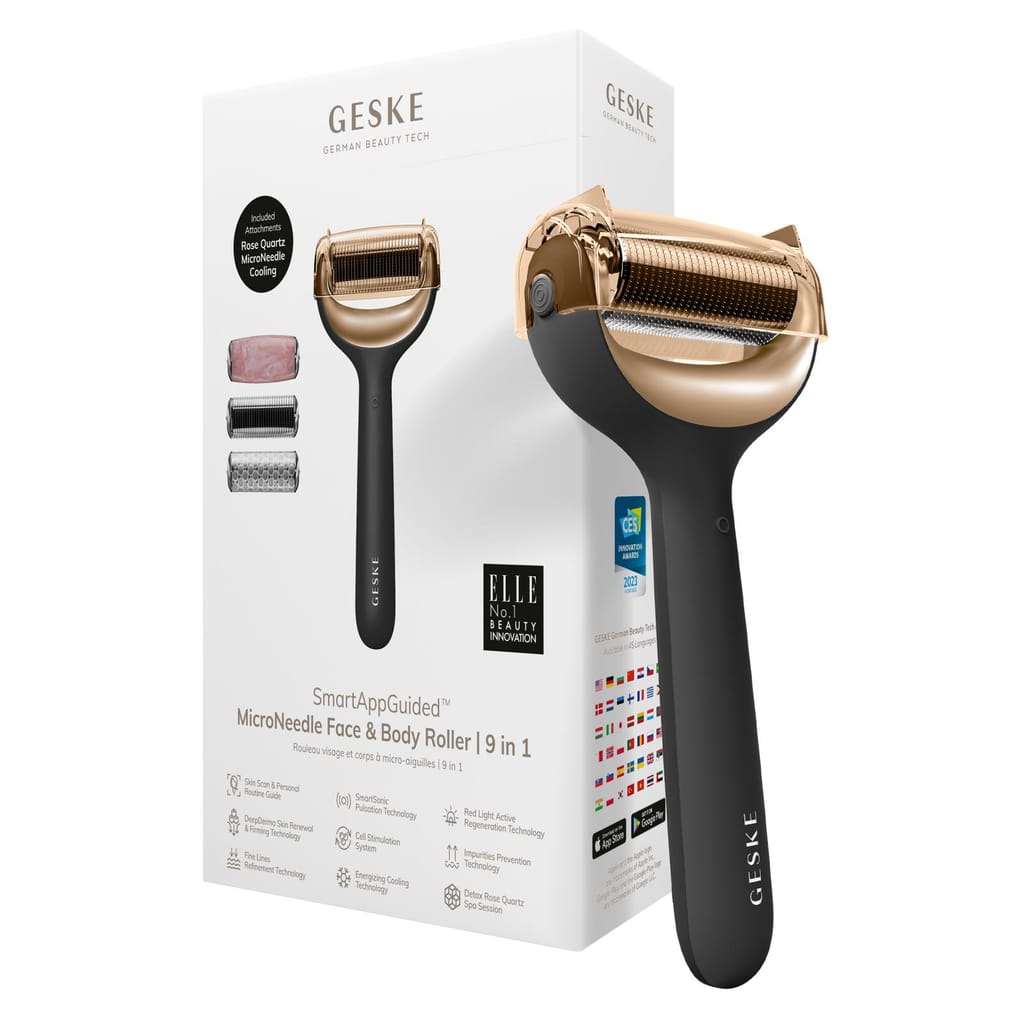 Фото товару: Ролер для голкової мезотерапії обличчя та тіла GESKE MicroNeedle Face&Body Roller 9в1 gray № 0