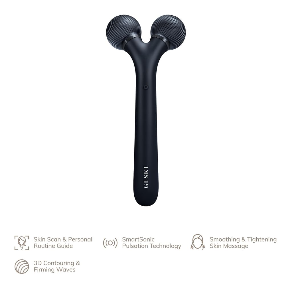 Фото товару: Електронний ультразвуковий ролик для обличчя GESKE Sonic Facial Roller 4в1 black № 1