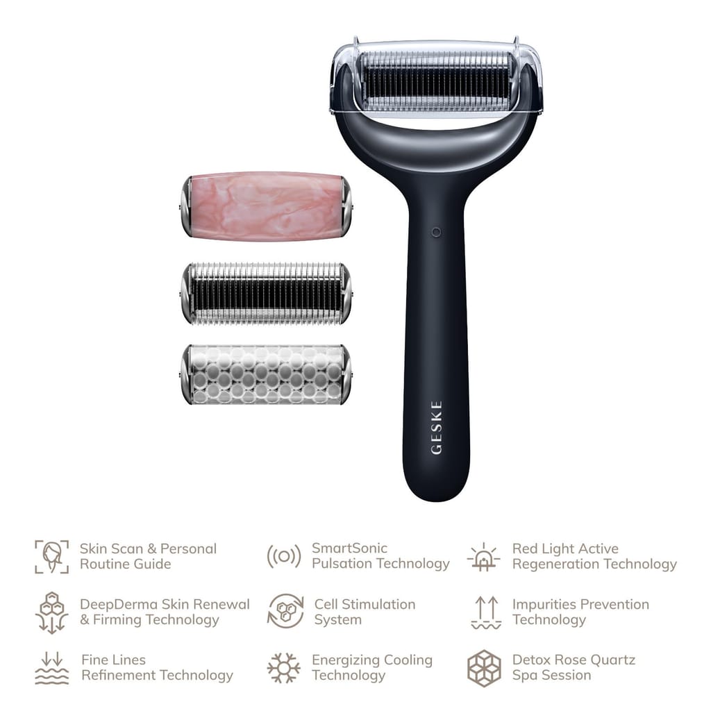 Фото товару: Ролер для голкової мезотерапії обличчя та тіла GESKE MicroNeedle Face&Body Roller 9в1 black № 1