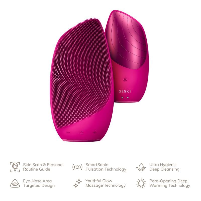 Фото товару: Електронна звукова термо щітка для обличчя GESKE Sonic Thermo Facial Brush 6в1 magenta № 1