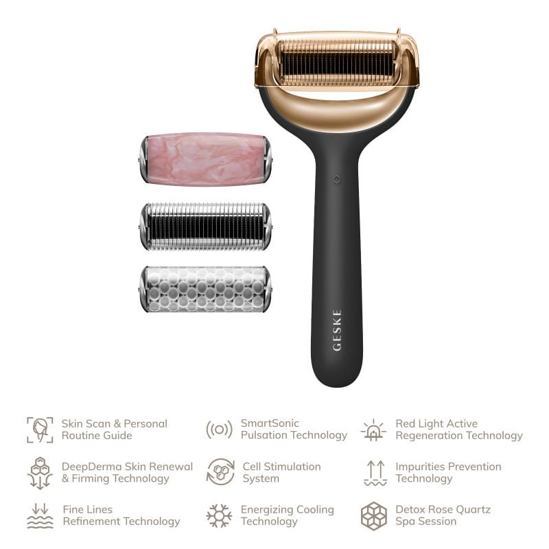 Фото товару: Ролер для голкової мезотерапії обличчя та тіла GESKE MicroNeedle Face&Body Roller 9в1 gray № 1