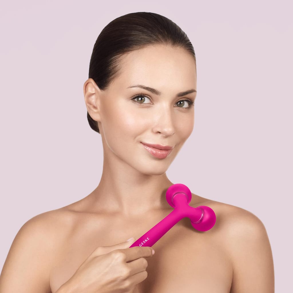 Фото товару: Електронний ультразвуковий ролик для обличчя та тіла GESKE Sonic Facial&Body Roller 4в1 magenta № 3