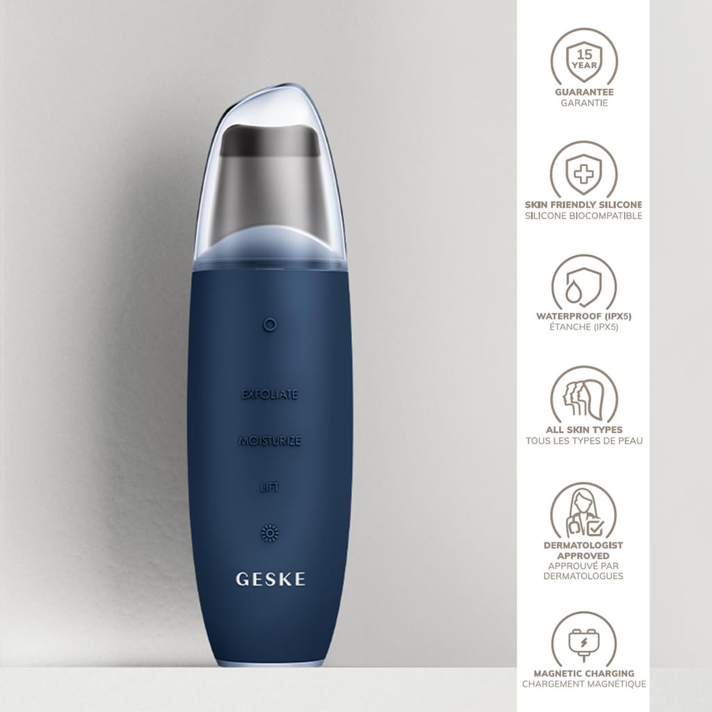 Фото товару: Мікрострумовий скрабер для шкіри та усунення чорних точок GESKE MicroCurrent Skin Scrubber&Blackhead Remover 9в1 midnight № 2