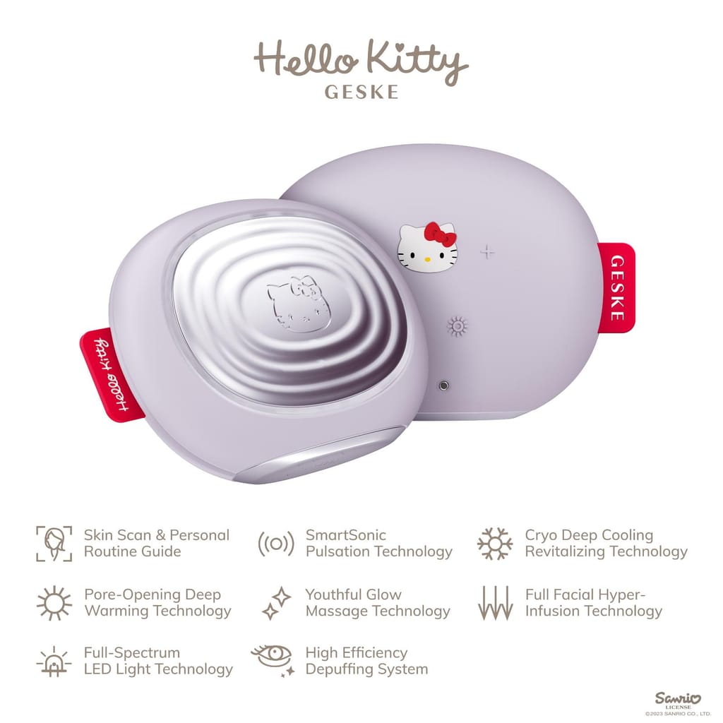 Фото товару: Ультразвукова маска тепло та холод GESKE Sonic Warm&Cool Mask 8в1 by Hello Kitty purple № 1