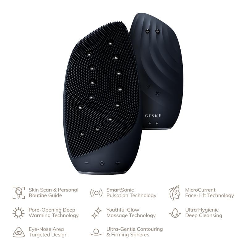 Фото товару: Очищувальна щітка для обличчя GESKE Sonic Thermo Facial Brush&Face-Lifter 8в1 black № 1
