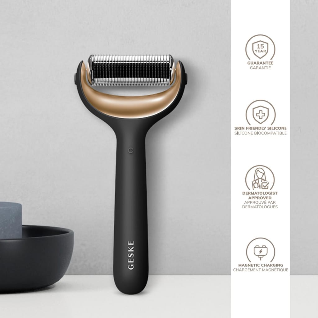 Фото товару: Електронний ролер для обличчя та тіла з мікроголками GESKE MicroNeedle Face&Body Roller 8в1 gray № 2