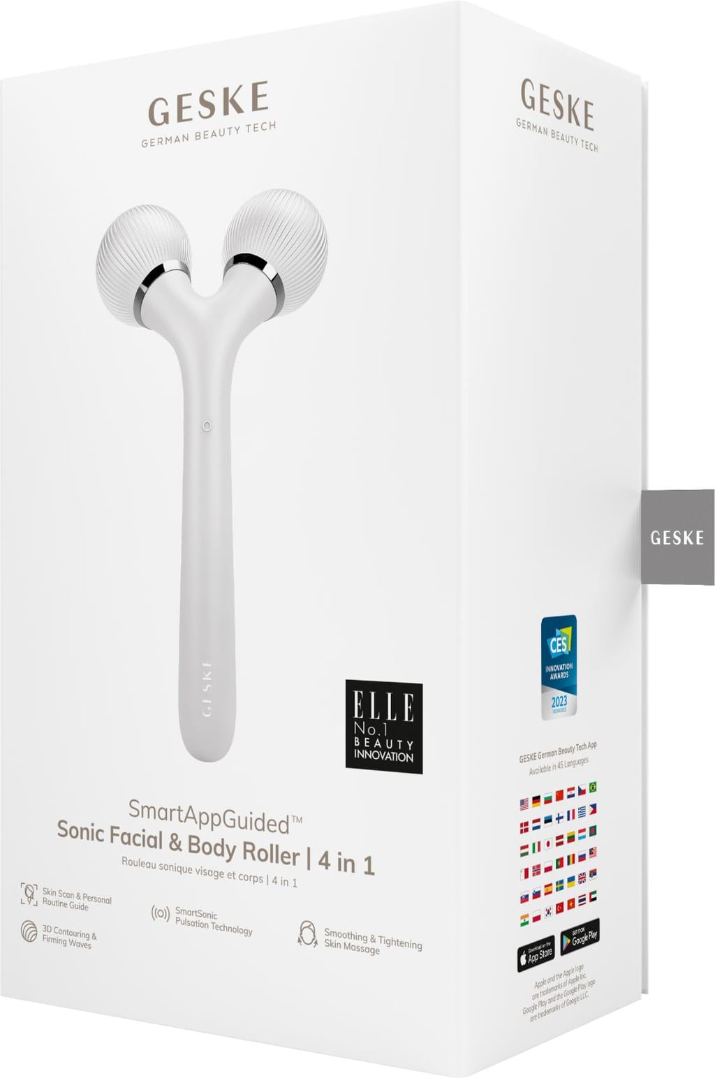 Фото товару: Електронний ультразвуковий ролик для обличчя та тіла GESKE Sonic Facial&Body Roller 4в1 white № 7