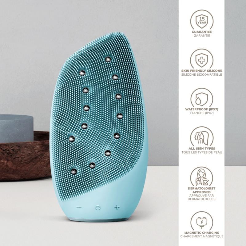 Фото товару: Очищувальна щітка для обличчя GESKE Sonic Thermo Facial Brush&Face-Lifter 8в1 turquoise № 2