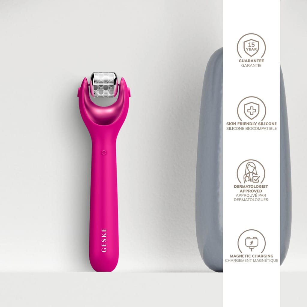 Фото товару: Електронний ролер для обличчя з мікроголками GESKE MicroNeedle Face Roller 9в1 magenta № 2