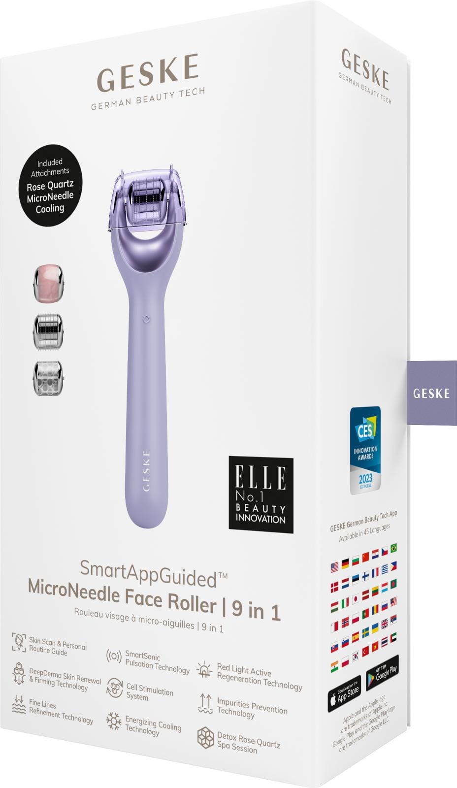Фото товару: Електронний ролер для обличчя з мікроголками GESKE MicroNeedle Face Roller 9в1 purple № 7