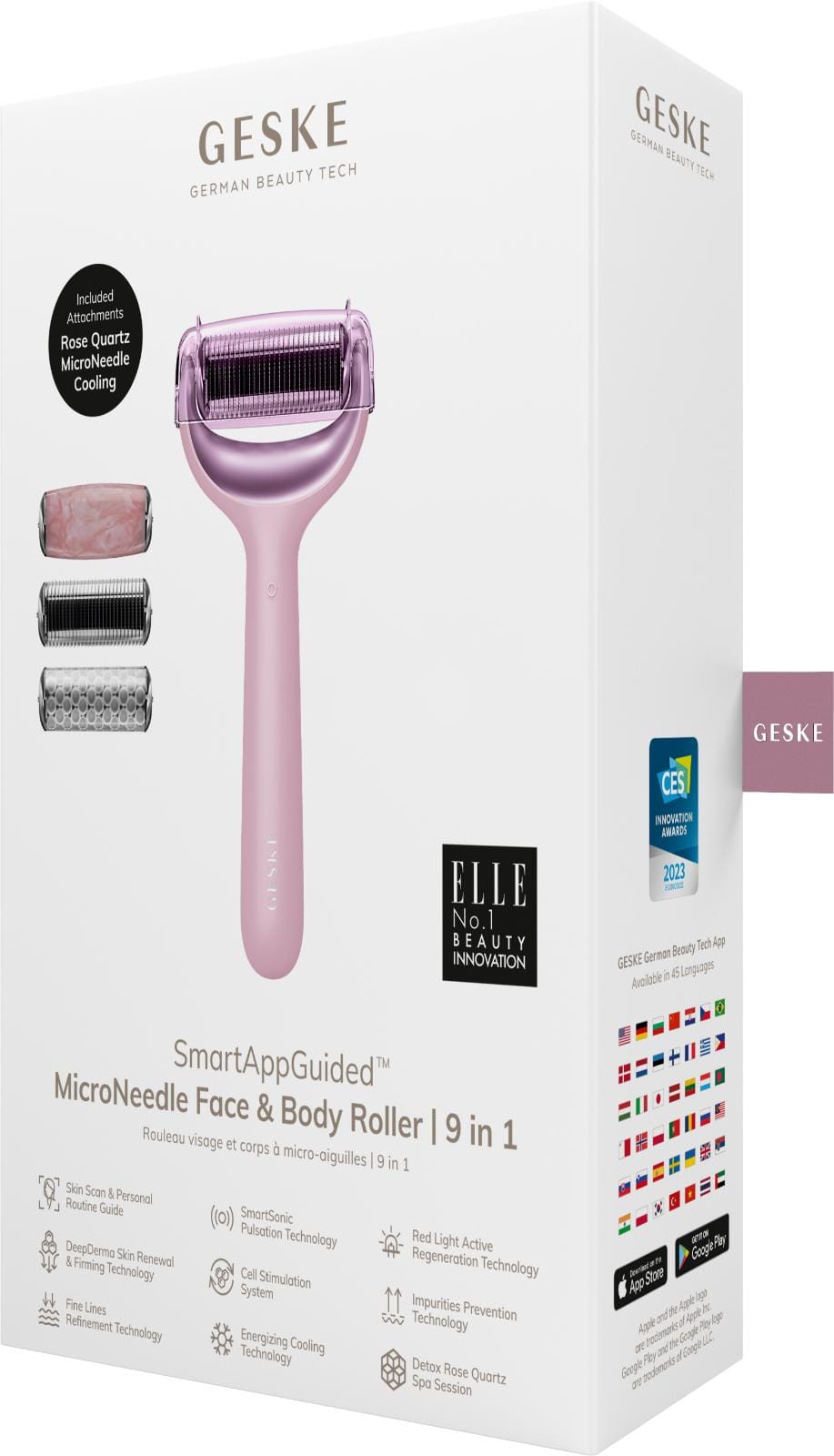 Фото товару: Ролер для голкової мезотерапії обличчя та тіла GESKE MicroNeedle Face&Body Roller 9в1 pink № 7