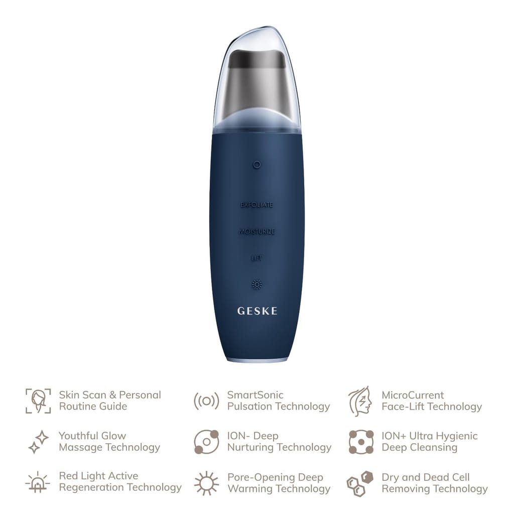 Фото товару: Мікрострумовий скрабер для шкіри та усунення чорних точок GESKE MicroCurrent Skin Scrubber&Blackhead Remover 9в1 midnight № 1