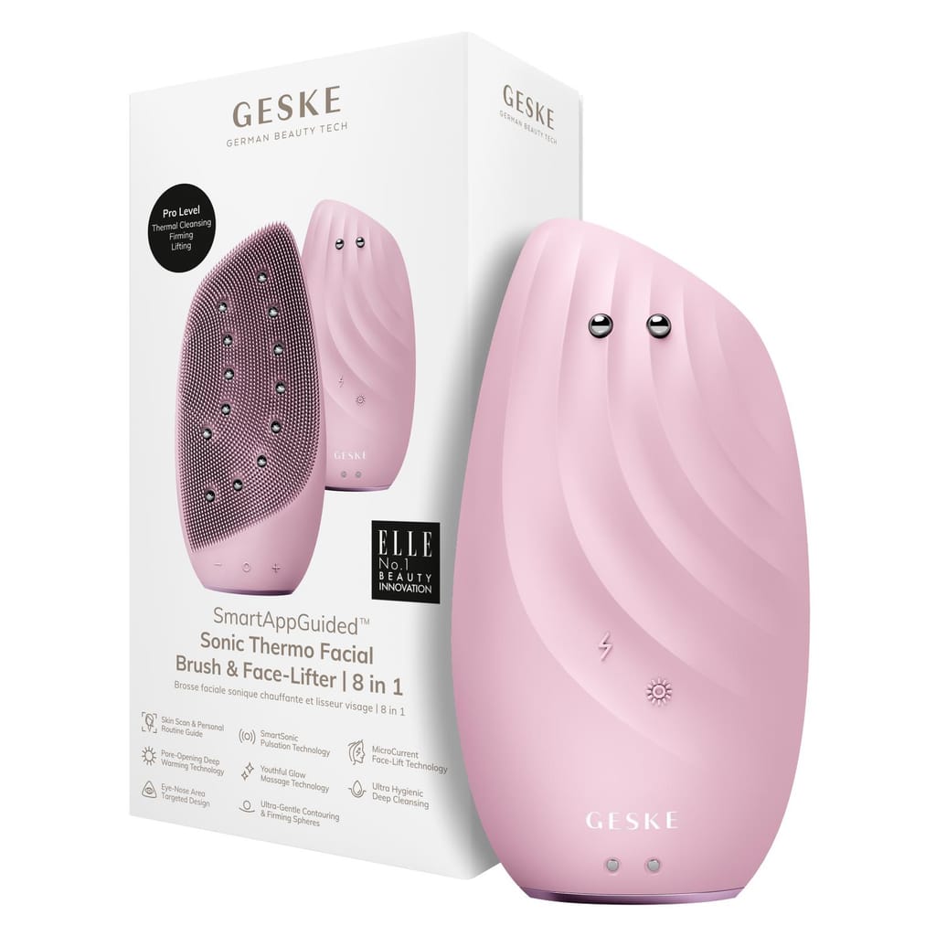 Фото товару: Очищувальна щітка для обличчя GESKE Sonic Thermo Facial Brush&Face-Lifter 8в1 pink № 0