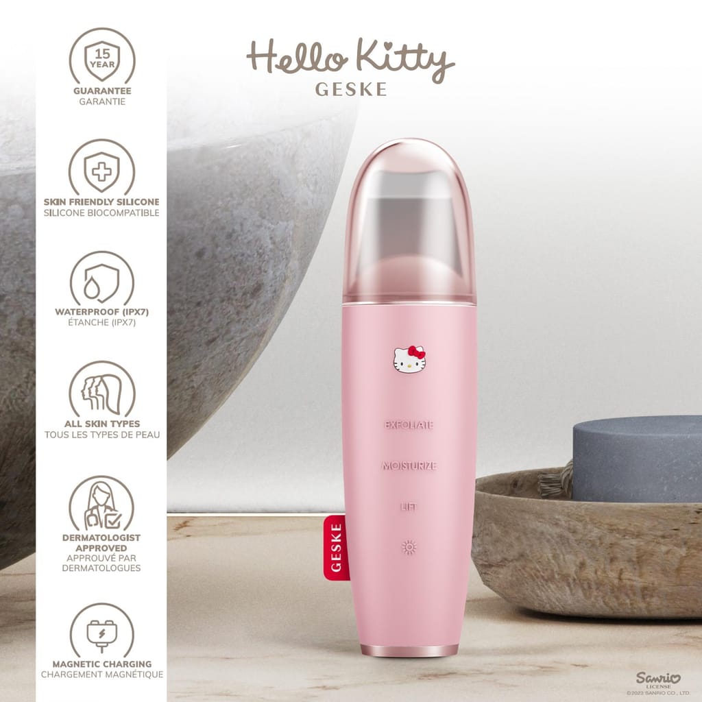 Фото товару: Мікрострумовий скрабер для шкіри та усунення чорних точок GESKE MicroCurrent Skin Scrubber&Blackhead Remover 9в1 Hello Kitty pink № 2