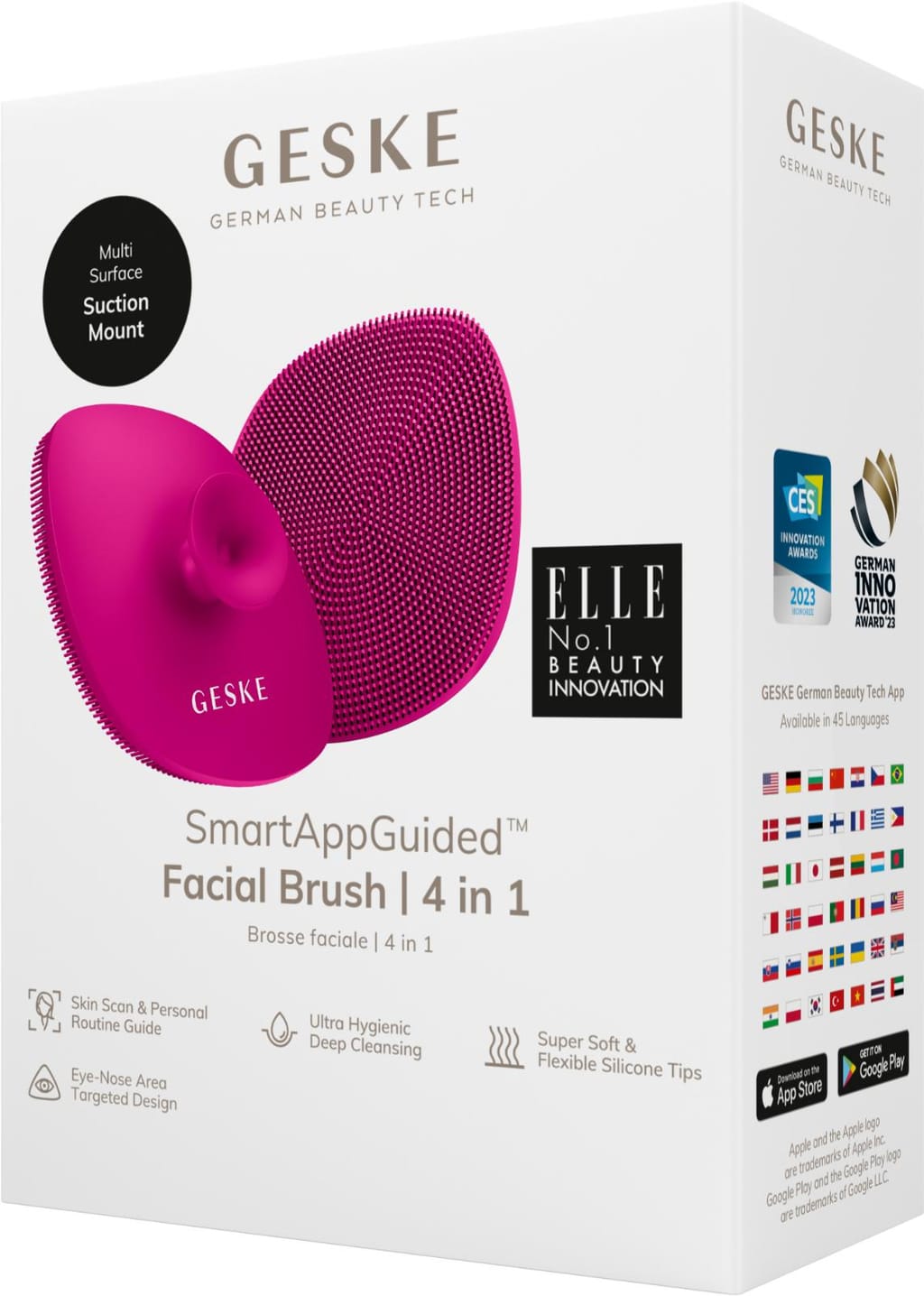 Фото товару: Щітка для обличчя GESKE Facial Brush 4в1 з тримачем magenta № 7
