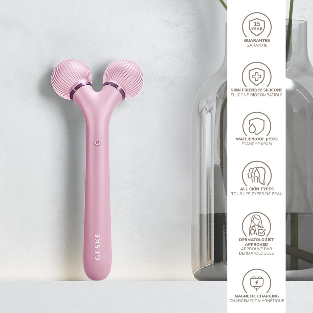 Фото товару: Електронний ультразвуковий ролик для обличчя GESKE Sonic Facial Roller 4в1 pink № 2
