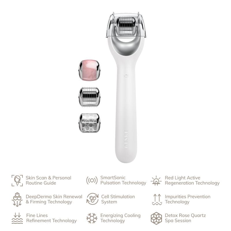 Фото товару: Електронний ролер для обличчя з мікроголками GESKE MicroNeedle Face Roller 9в1 white № 1