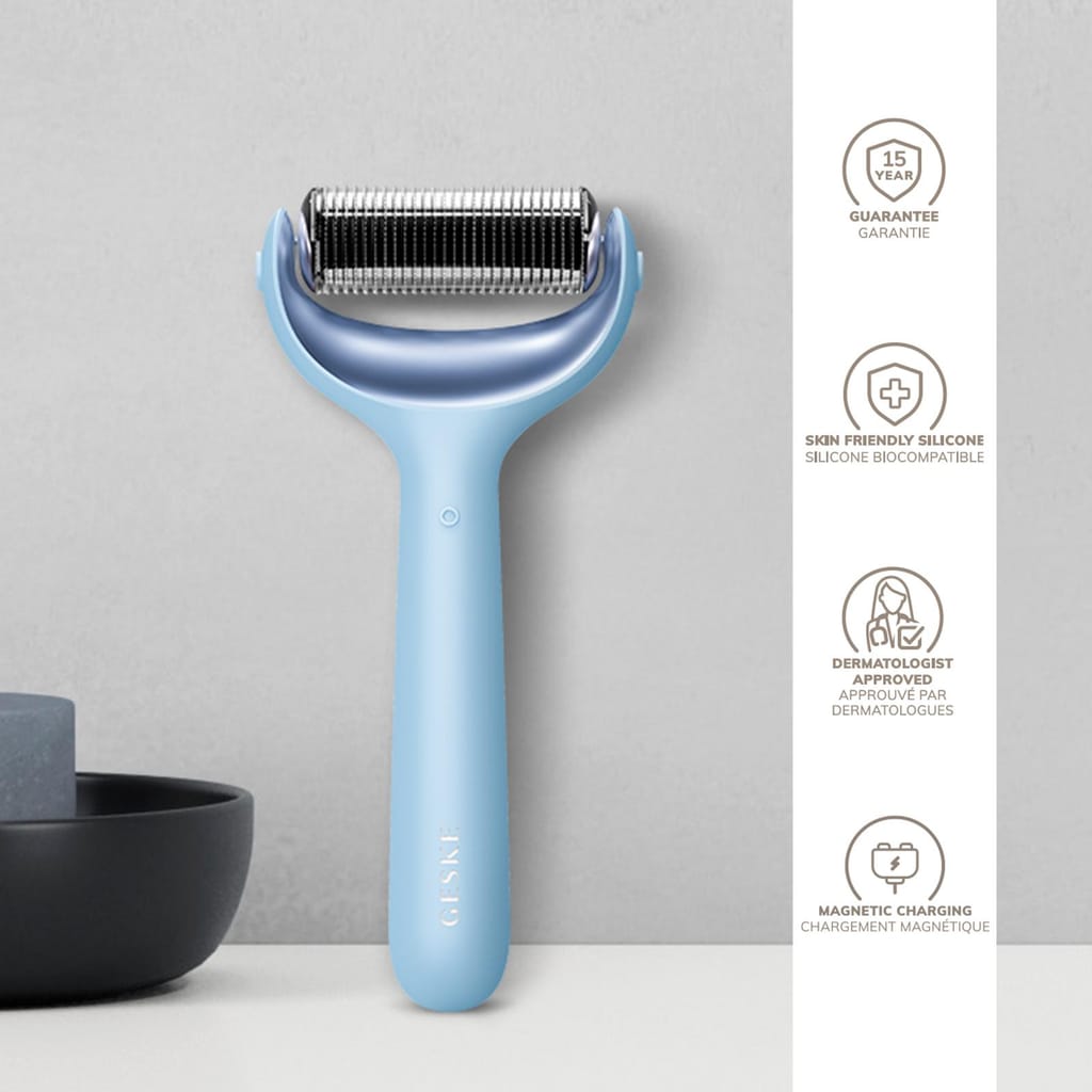 Фото товару: Електронний ролер для обличчя та тіла з мікроголками GESKE MicroNeedle Face&Body Roller 8в1 aquamarine № 2