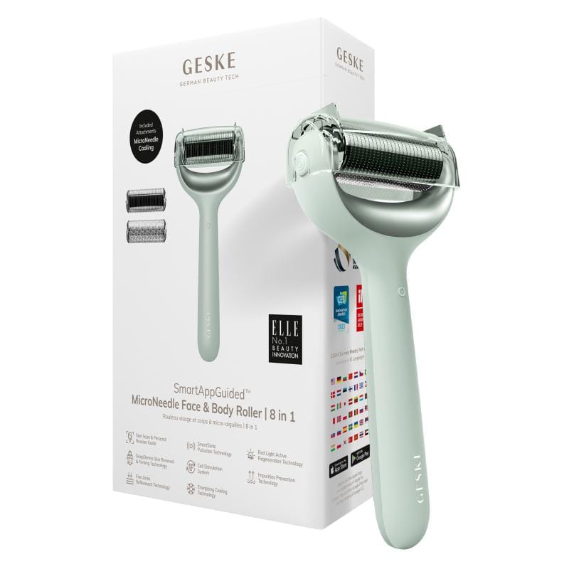 Фото товару: Електронний ролер для обличчя та тіла з мікроголками GESKE MicroNeedle Face&Body Roller 8в1 green № 0