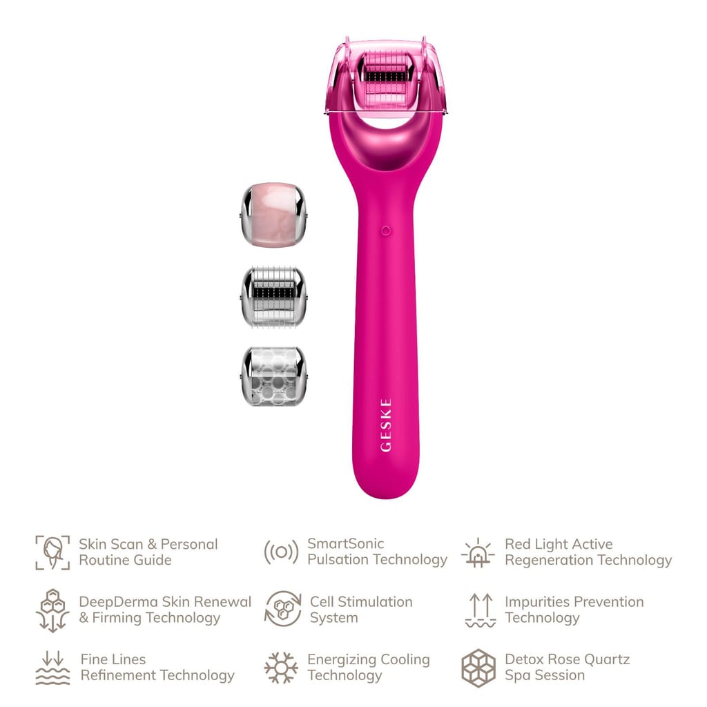 Фото товару: Електронний ролер для обличчя з мікроголками GESKE MicroNeedle Face Roller 9в1 magenta № 1