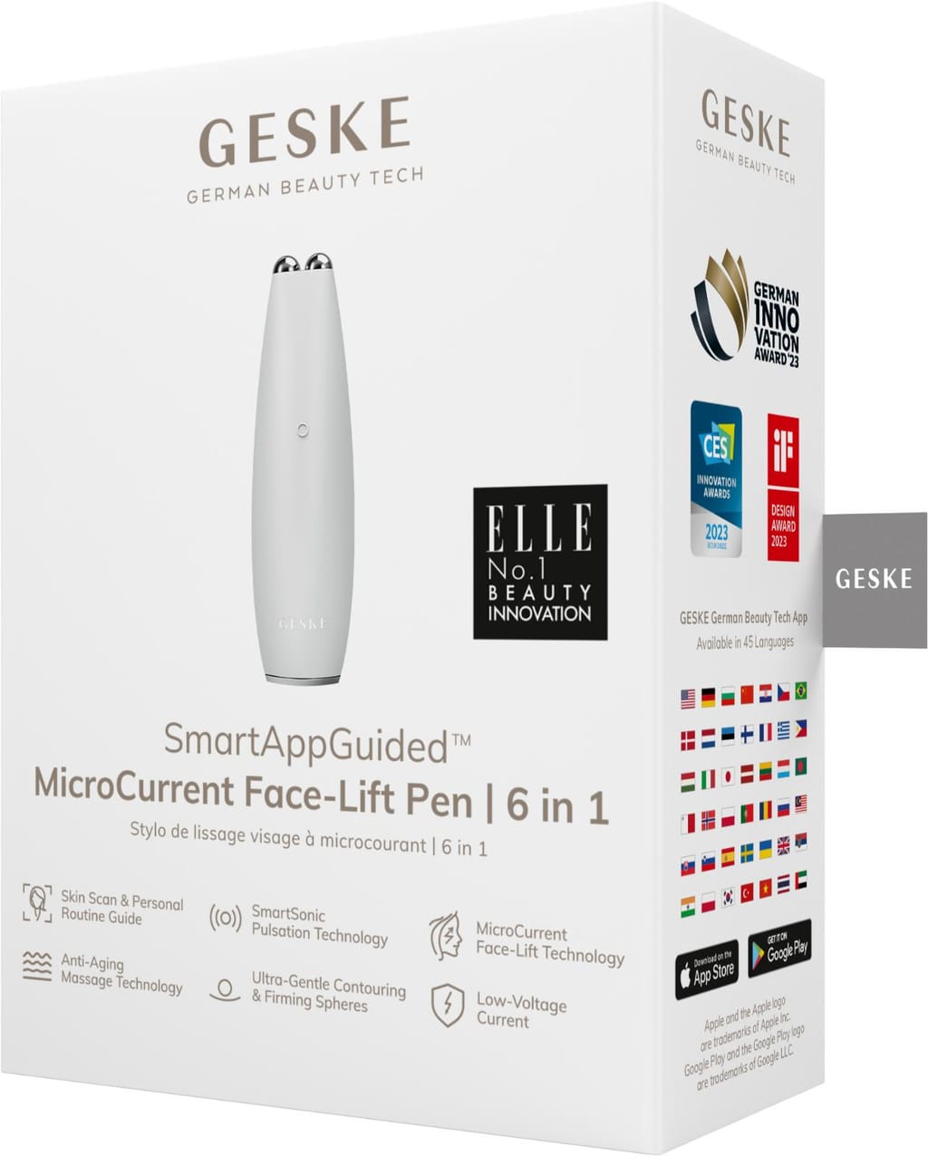 Фото товару: Мікрострумова ручка для підтяжки обличчя GESKE MicroCurrent Face-Lift Pen 6в1 white № 7