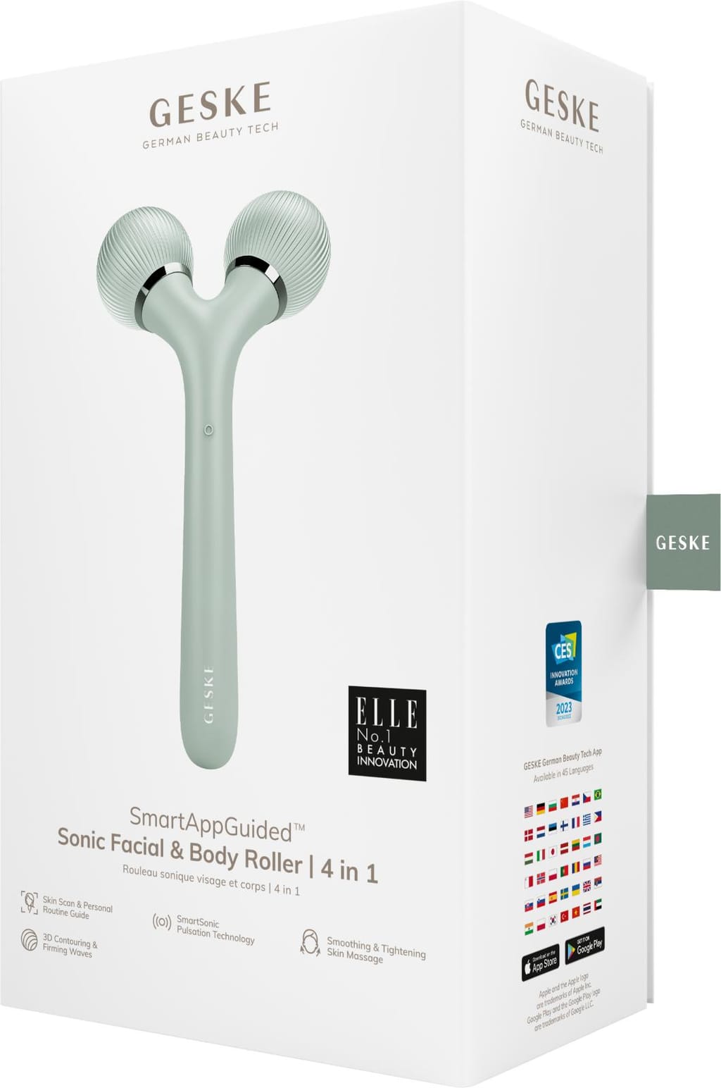 Фото товару: Електронний ультразвуковий ролик для обличчя та тіла GESKE Sonic Facial&Body Roller 4в1 green № 7