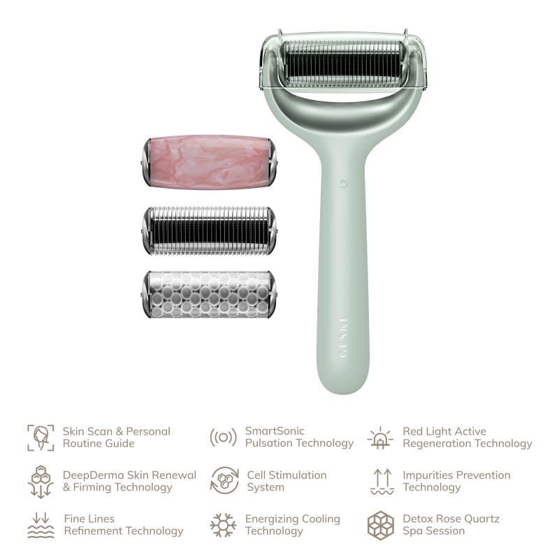 Фото товару: Ролер для голкової мезотерапії обличчя та тіла GESKE MicroNeedle Face&Body Roller 9в1 green № 1