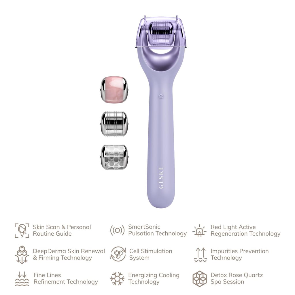 Фото товару: Електронний ролер для обличчя з мікроголками GESKE MicroNeedle Face Roller 9в1 purple № 1