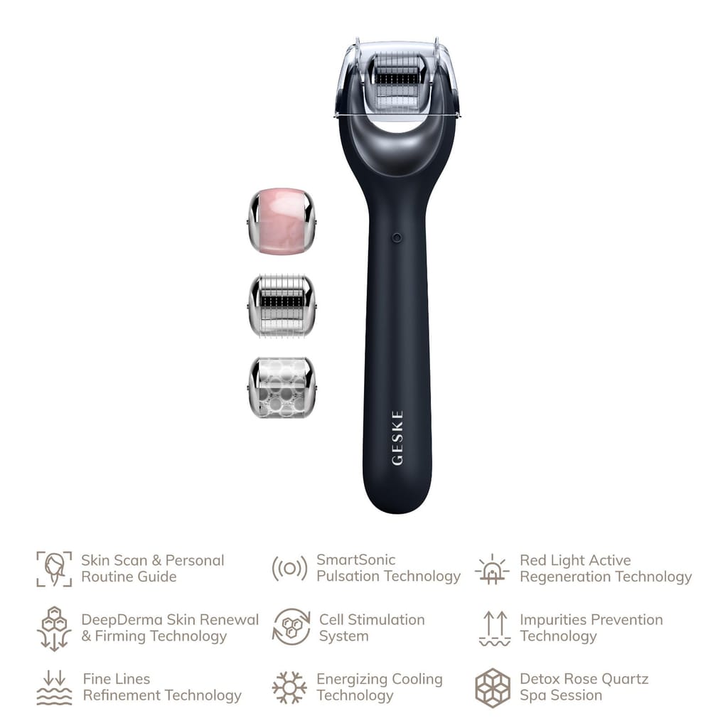 Фото товару: Електронний ролер для обличчя з мікроголками GESKE MicroNeedle Face Roller 9в1 black № 1