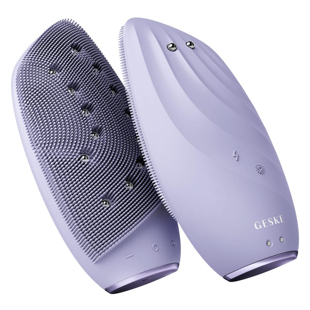 Фото товару: Очищувальна щітка для обличчя GESKE Sonic Thermo Facial Brush&Face-Lifter 8в1 purple № 5