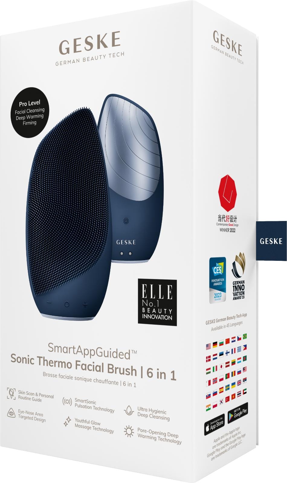 Фото товару: Електронна звукова термо щітка для обличчя GESKE Sonic Thermo Facial Brush 6в1 midnight № 7