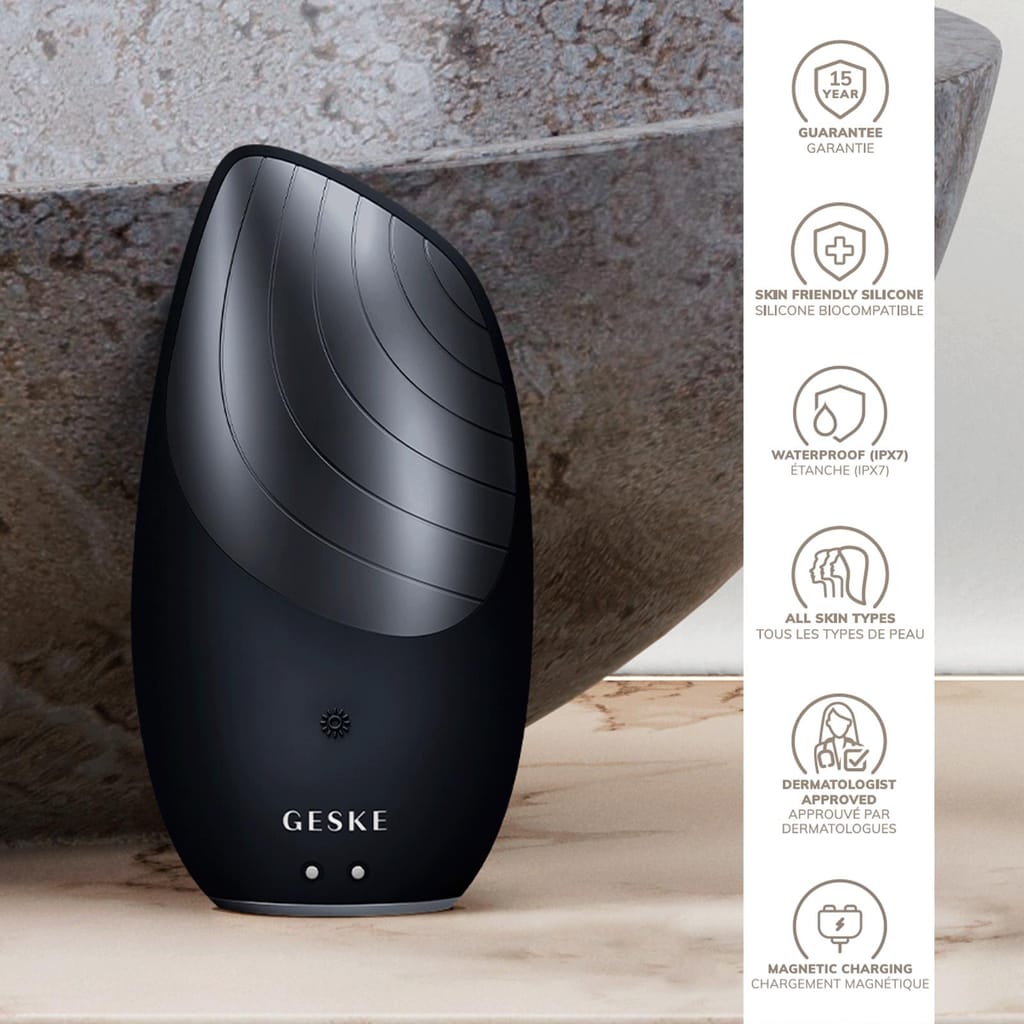 Фото товару: Електронна звукова термо щітка для обличчя GESKE Sonic Thermo Facial Brush 6в1 black № 2