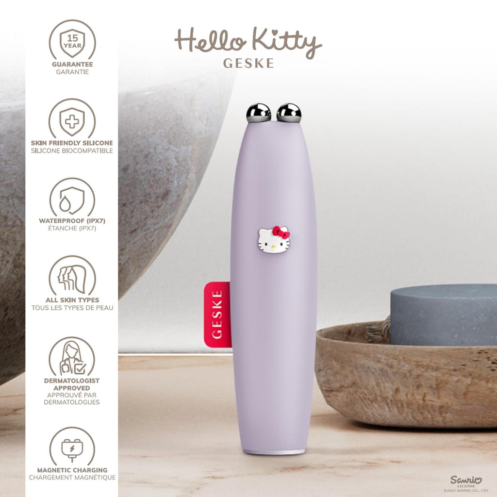 Фото товару: Мікрострумова ручка для підтяжки обличчя GESKE MicroCurrent Face-Lift Pen 6в1 by Hello Kitty purple № 2