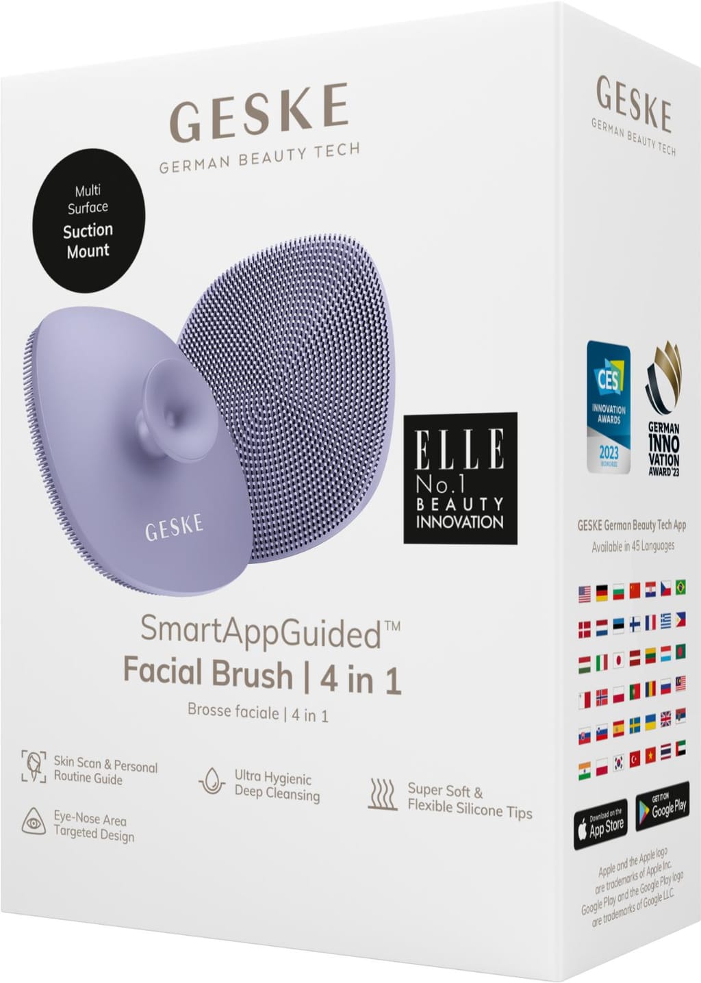 Фото товару: Щітка для обличчя GESKE Facial Brush 4в1 з тримачем purple № 7