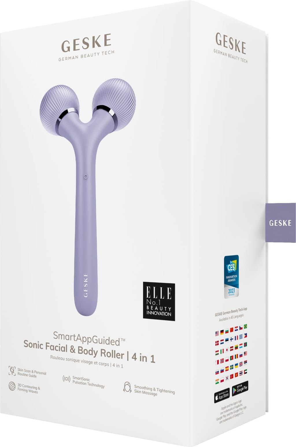 Фото товару: Електронний ультразвуковий ролик для обличчя та тіла GESKE Sonic Facial&Body Roller 4в1 violet № 7