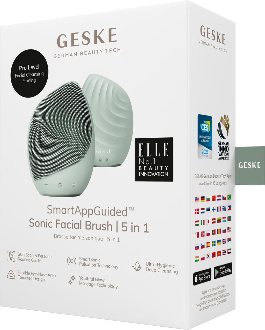 Фото товару: Електронна ультразвукова щітка для обличчя GESKE Sonic Facial Brush 5в1 green № 7