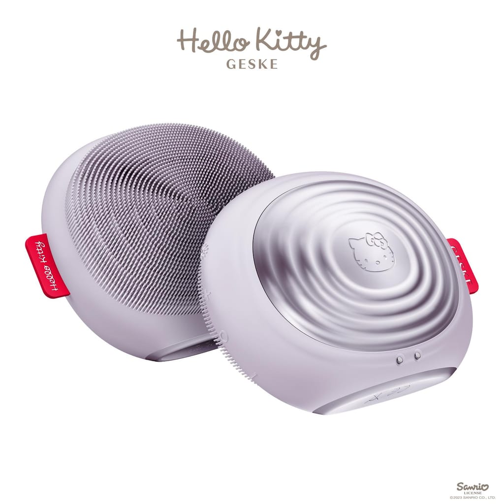 Фото товару: Електронна ультразвукова термощітка для обличчя GESKE Sonic Thermo Facial Brush 5в1 by Hello Kitty purple № 5