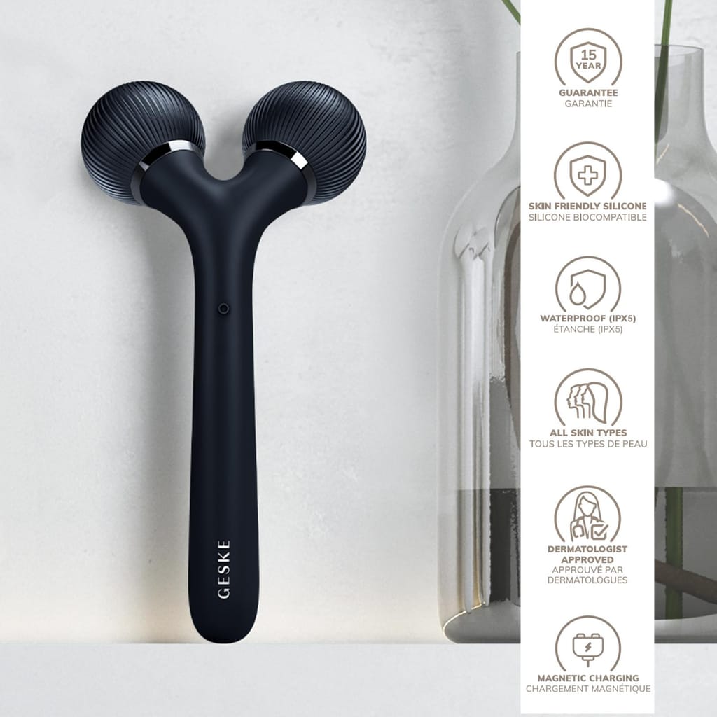 Фото товару: Електронний ультразвуковий ролик для обличчя та тіла GESKE Sonic Facial&Body Roller 4в1 black № 2